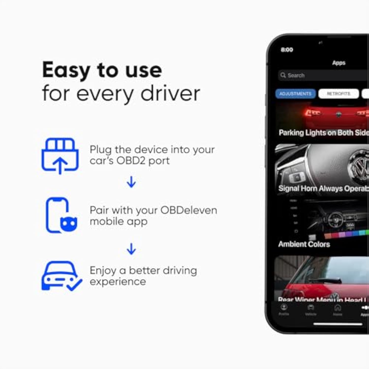 OBDeleven OBD2 Diagnostic Tool Scanner for Audi Seat Cupra Skoda Volkswagen BMW Mini Toyota (Android & iOS, Next Gen Device)